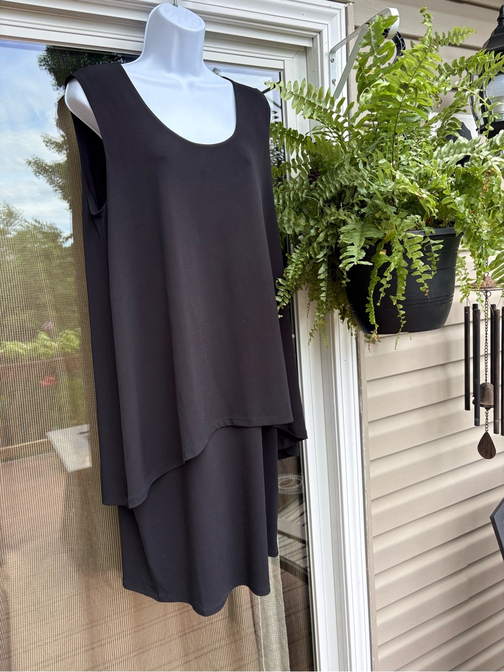 Alfani Black Layered Sleeveless Shift Dress size 16